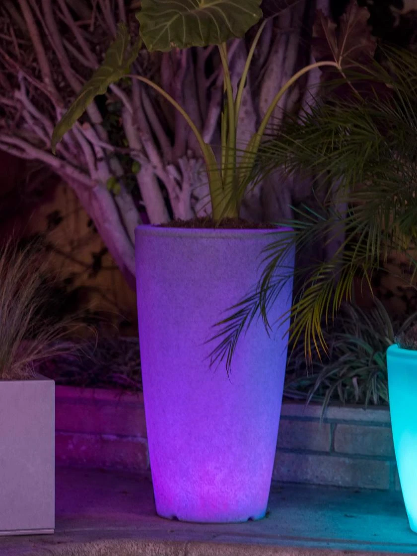 Solar Illuminated Planter Tall Granite, 32" - Image 2